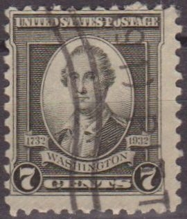 z vendido USA 1932 Scott 712 Sello Presidente George Washington (22/1/1732-14/12/1799) usado Estados Unidos Etats Unis